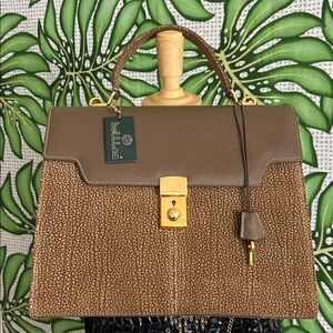 🖤NWT🔺Bettina Italy 🇮🇹 quail-patterned genuine leather tote bag